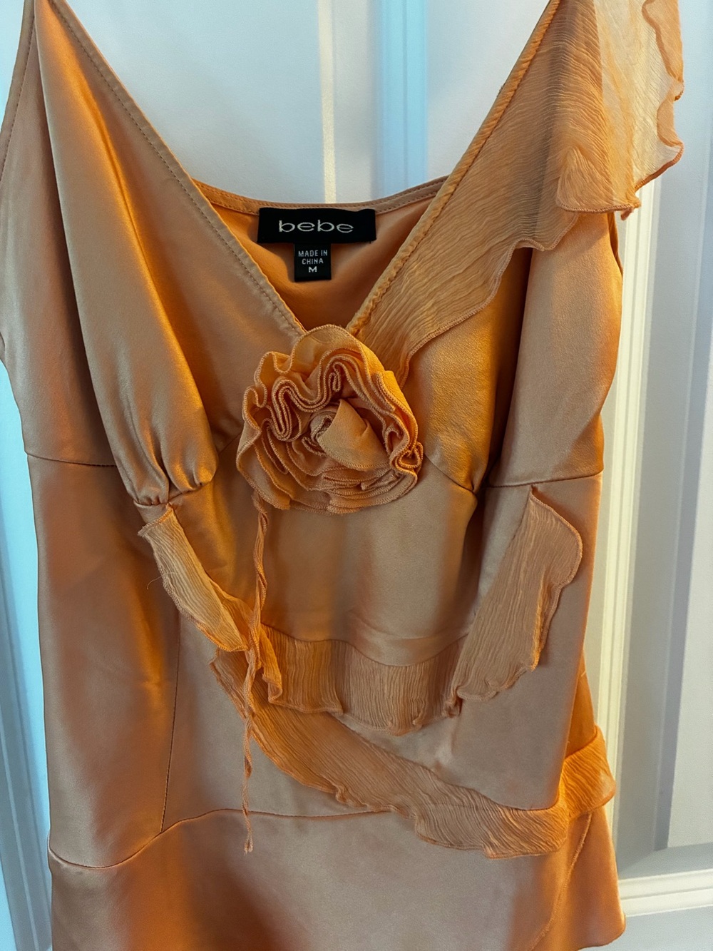 bebe Satin Peach-Orange top